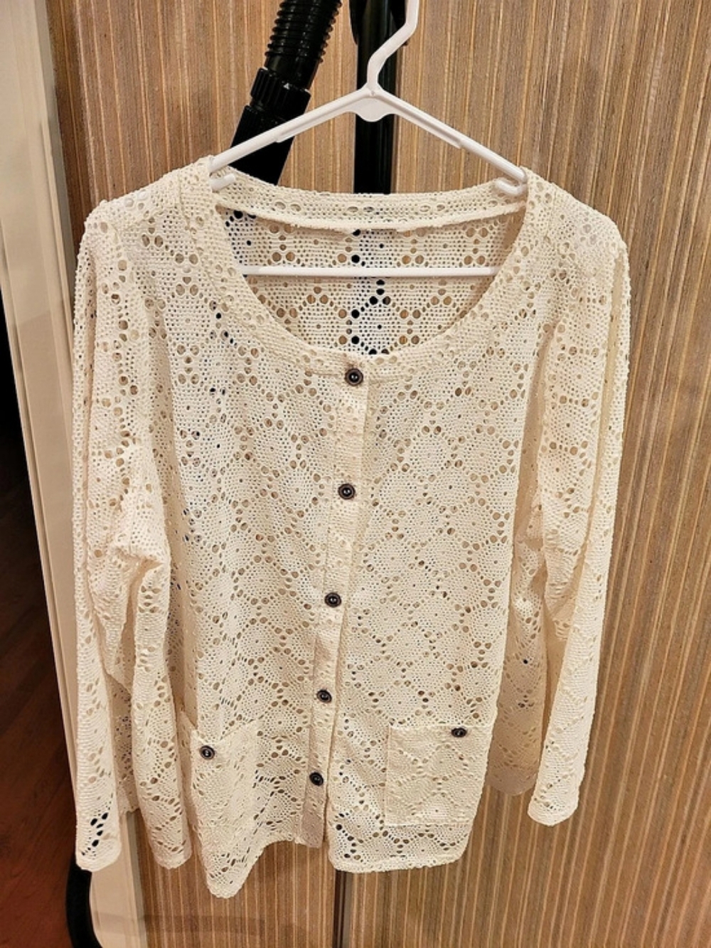 Susan Graver Crochet Cardigan in Cream
